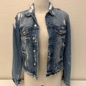 Distressed denim jacket